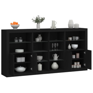 vidaXL, vidaXL Sideboard mit LED-Leuchten Schwarz 202x37x100 cm