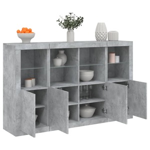 vidaXL, vidaXL Sideboards mit LED-Leuchten 3 Stk. Betongrau Holzwerkstoff