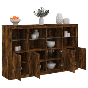 vidaXL, vidaXL Sideboards mit LED-Leuchten 3 Stk. Räuchereiche Holzwerkstoff