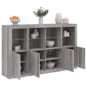 vidaXL, vidaXL Sideboards mit LED-Leuchten 3 Stk. Grau Sonoma Holzwerkstoff