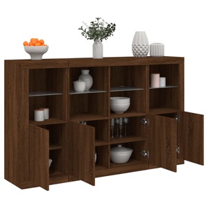 vidaXL, vidaXL Sideboards mit LED-Leuchten 3 Stk. Braun Eichen-Optik
