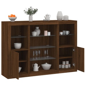 vidaXL, vidaXL Sideboards mit LED-Leuchten 3 Stk. Braun Eichen-Optik