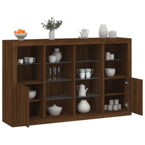 vidaXL, vidaXL Sideboards mit LED-Leuchten 3 Stk. Braun Eichen-Optik