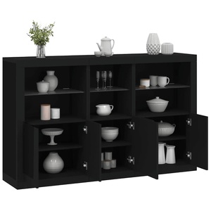 vidaXL, vidaXL Sideboard mit LED-Leuchten Schwarz 162x37x100 cm