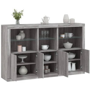 vidaXL, vidaXL Sideboard mit LED-Leuchten Grau Sonoma 162x37x100 cm