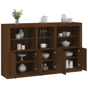 vidaXL, vidaXL Sideboard mit LED-Leuchten Braun Eichen-Optik 162x37x100 cm