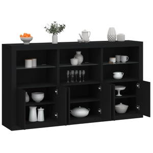 vidaXL, vidaXL Sideboard mit LED-Leuchten Schwarz 181,5x37x100 cm