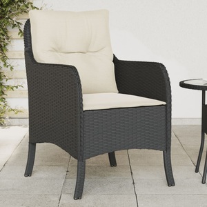 vidaXL, vidaXL Gartenstühle mit Kissen 2 Stk. Schwarz Poly Rattan, vidaXL Gartenstühle mit Kissen 2 Stk. Schwarz Poly Rattan