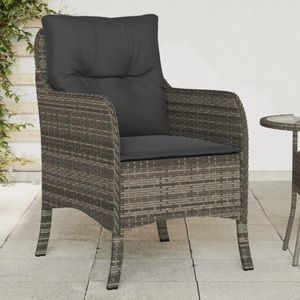 vidaXL, vidaXL Gartenstühle mit Kissen 2 Stk. Grau Poly Rattan, vidaXL Gartenstühle mit Kissen 2 Stk. Grau Poly Rattan