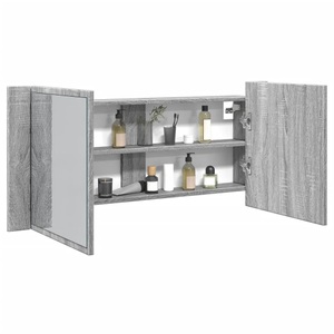 vidaXL, vidaXL LED-Spiegelschrank Grau Sonoma 100x12x45 cm