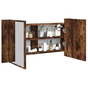 vidaXL, vidaXL LED-Spiegelschrank Räuchereiche 90x12x45 cm Acryl