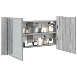 vidaXL, vidaXL LED-Spiegelschrank Grau Sonoma 90x12x45 cm Acryl