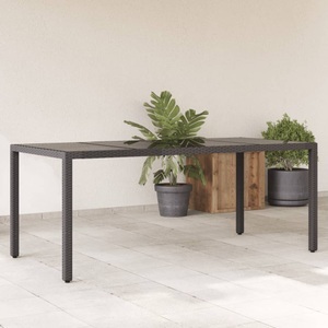 vidaXL, vidaXL Gartentisch mit Glasplatte Schwarz 190x90x75 cm Poly Rattan, vidaXL Gartentisch mit Glasplatte Schwarz 190x90x75 cm Poly Rattan