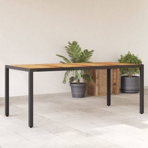 vidaXL, vidaXL Gartentisch mit Akazienholz-Platte Schwarz Poly Rattan, vidaXL Gartentisch mit Akazienholz-Platte Schwarz Poly Rattan