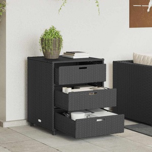 vidaXL Gartenschrank Schwarz 55x59x69 cm Poly Rattan