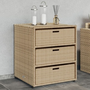 vidaXL, vidaXL Gartenschrank Beige 55x59x69 cm Poly Rattan, vidaXL Gartenschrank Beige 55x59x69 cm Poly Rattan