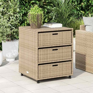 vidaXL, vidaXL Gartenschrank Beige 55x59x69 cm Poly Rattan