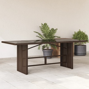 vidaXL, vidaXL Gartentisch mit Glasplatte Braun 190x80x74 cm Poly Rattan