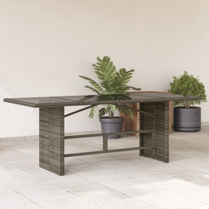 vidaXL, vidaXL Gartentisch mit Glasplatte Grau 190x80x74 cm Poly Rattan