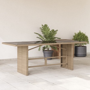 vidaXL, vidaXL Gartentisch mit Glasplatte Beige 190x80x74 cm Poly Rattan