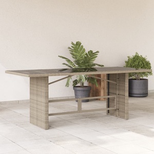 vidaXL, vidaXL Gartentisch mit Glasplatte Hellgrau 190x80x74 cm Poly Rattan