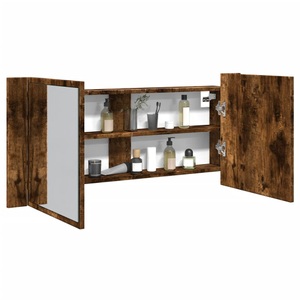 vidaXL, vidaXL LED-Spiegelschrank Räuchereiche 100x12x45 cm
