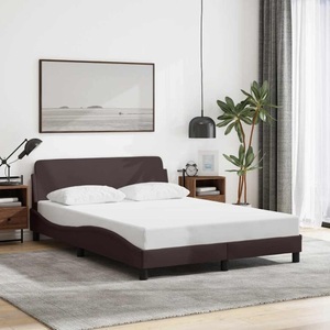 vidaXL, vidaXL Bettgestell mit Kopfteil Dunkelbraun 120x200 cm Stoff, vidaXL Bettgestell ohne Matratze Dunkelbraun 120x200 cm Stoff