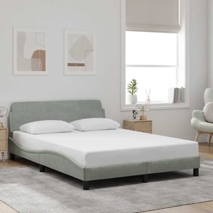 vidaXL, vidaXL Bettgestell mit Kopfteil Hellgrau 120x200 cm Samt, vidaXL Bettgestell ohne Matratze Hellgrau 120x200 cm Samt