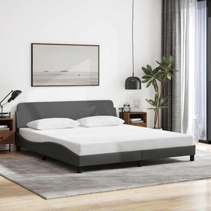 vidaXL, vidaXL Bettgestell mit Kopfteil Dunkelgrau 160x200 cm Stoff