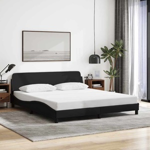 vidaXL Bettgestell mit Kopfteil Schwarz 160x200 cm Stoff