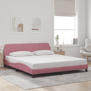 vidaXL, vidaXL Bettgestell mit Kopfteil Rosa 180x200 cm Samt, vidaXL Bettgestell mit Kopfteil ohne Matratze Rosa 180x200 cm Samt