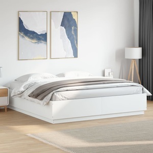 vidaXL, vidaXL Bettgestell mit LED Weiß 200x200 cm Holzwerkstoff