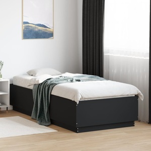 vidaXL, vidaXL Bettgestell Schwarz 90x200 cm Holzwerkstoff, vidaXL Bettgestell Schwarz 90x200 cm Holzwerkstoff