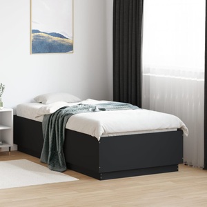 vidaXL, vidaXL Bettgestell mit LED Schwarz 75x190 cm Holzwerkstoff