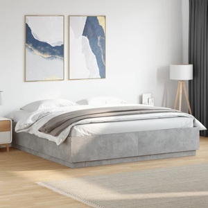 vidaXL, vidaXL Bettgestell Betongrau 180x200 cm Holzwerkstoff