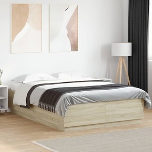 vidaXL, vidaXL Bettgestell Sonoma-Eiche 150x200 cm Holzwerkstoff