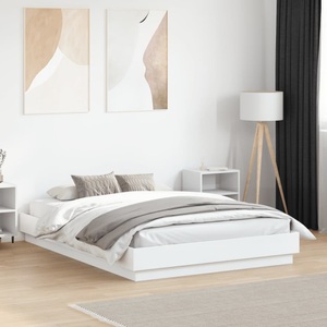 vidaXL, vidaXL Bettgestell mit LED Weiß 140x190 cm