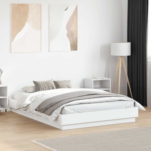vidaXL, vidaXL Bettgestell mit LED Weiß 135x190 cm