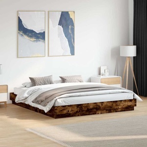 vidaXL, vidaXL Bettgestell mit LED Räuchereiche 180x200 cm
