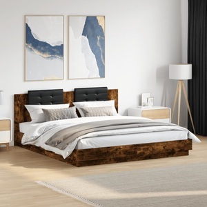 vidaXL, vidaXL Bettgestell mit Kopfteil Räuchereiche 160x200 cm Holzwerkstoff