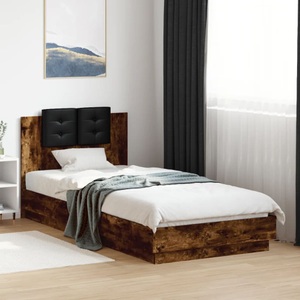 vidaXL, vidaXL Bettgestell mit Kopfteil Räuchereiche 100x200 cm Holzwerkstoff