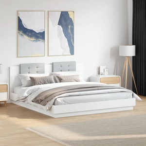 vidaXL, vidaXL Bettgestell mit Kopfteil Weiß 180x200 cm Holzwerkstoff