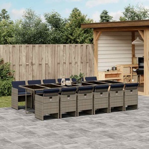 vidaXL, vidaXL 13-tlg. Garten-Essgruppe mit Kissen Grau Poly Rattan, vidaXL 13-tlg. Garten-Essgruppe mit Kissen Grau Poly Rattan