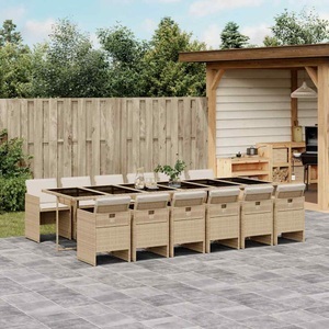 vidaXL, vidaXL 13-tlg. Garten-Essgruppe mit Kissen Beige Poly Rattan, vidaXL 13-tlg. Garten-Essgruppe mit Kissen Beige Poly Rattan