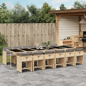 vidaXL, vidaXL 13-tlg. Garten-Essgruppe mit Kissen Beigemischung Poly Rattan, vidaXL 13-tlg. Garten-Essgruppe mit Kissen Beigemischung Poly Rattan