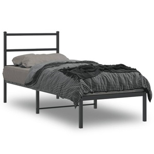 vidaXL, vidaXL Bettgestell mit Kopfteil Metall Schwarz 75x190 cm