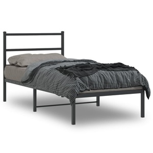 vidaXL, vidaXL Bettgestell mit Kopfteil Metall Schwarz 90x200 cm