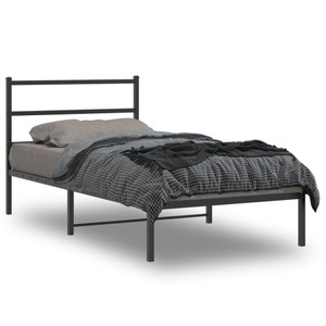 vidaXL, vidaXL Bettgestell mit Kopfteil Metall Schwarz 100x190 cm