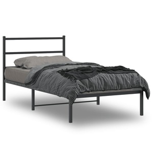 vidaXL, vidaXL Bettgestell mit Kopfteil Metall Schwarz 107x203 cm