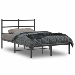 vidaXL, vidaXL Bettgestell mit Kopfteil Metall Schwarz 120x190 cm